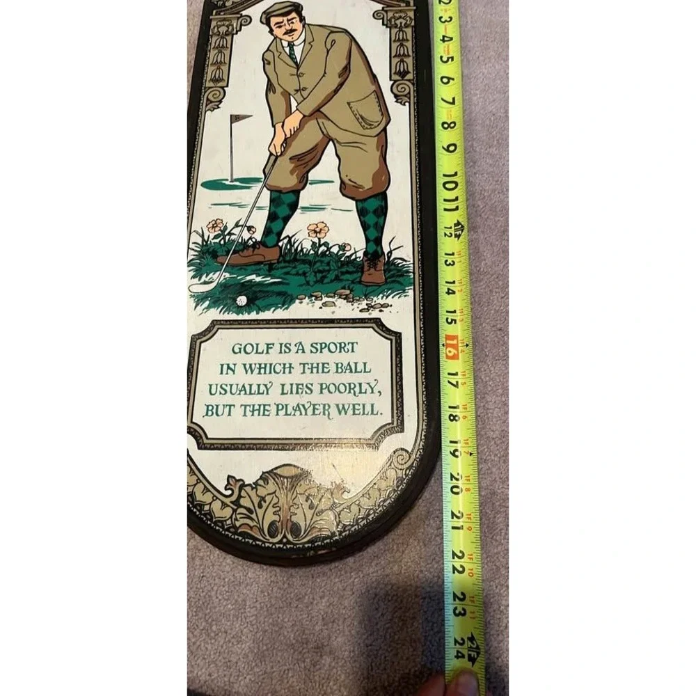 Vintage 1968 Yorkraft Golf Wall Plaque Wood Sign Humorous Golfer Decor 24 Inch